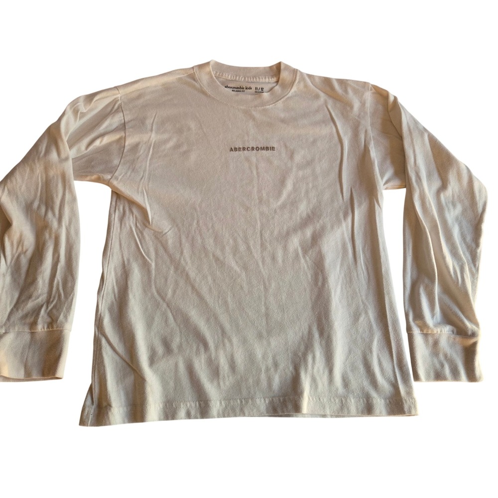 Abercrombie Kids Relaxed Fit Long Sleeve Baby Tee Cream Off-White Size 11/12